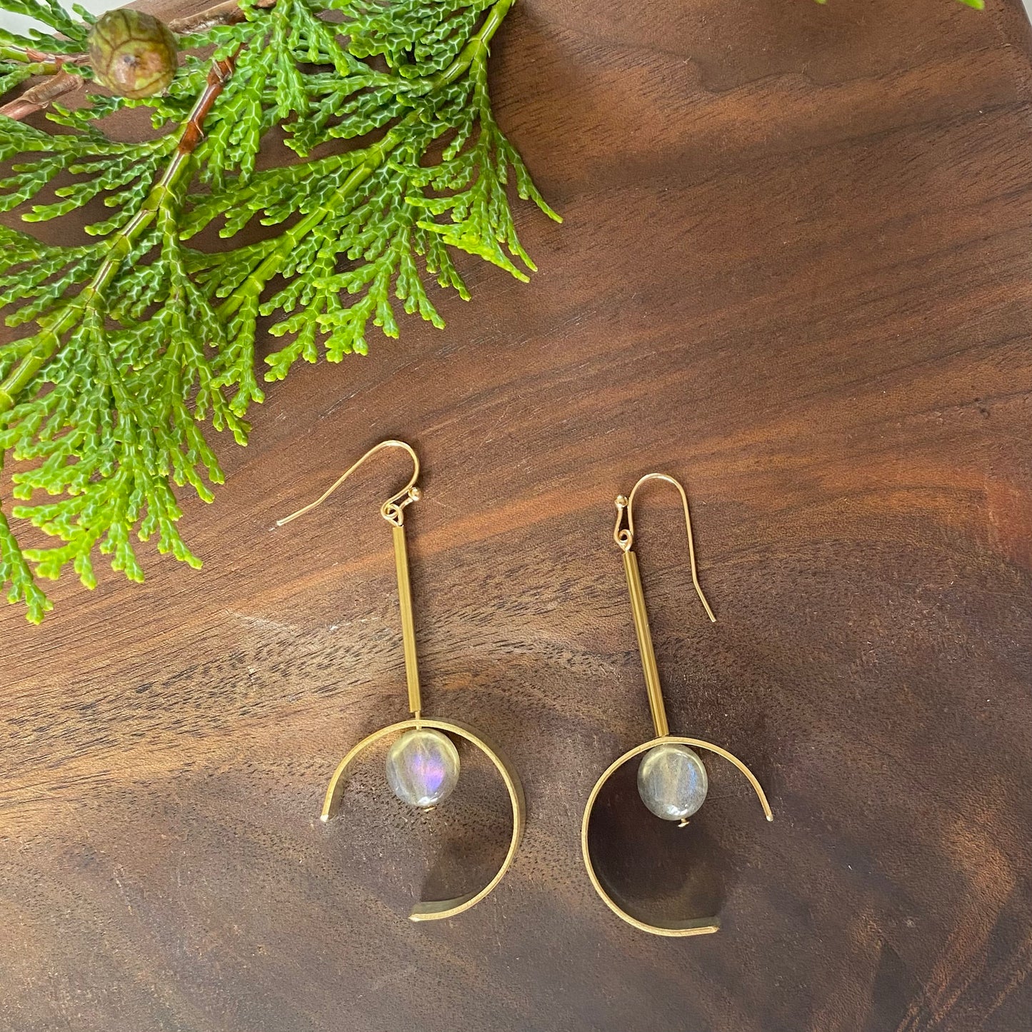 Cresent Brass Earring